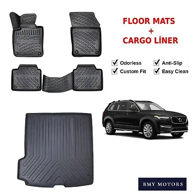 Floor Mats + Cargo Trunk Liner For Volvo XC90 2016-2024 5 SEATS Waterproof SET • $129.90