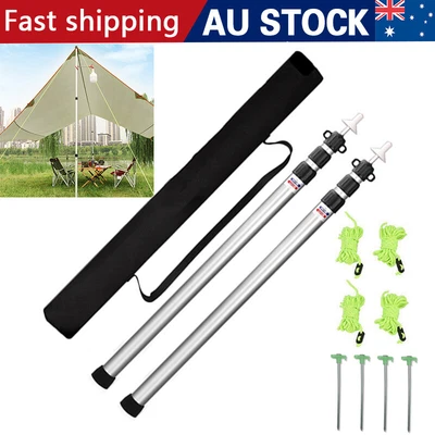 $15.88 • Buy 2x Kit Aluminum Camping Tarp Poles Telescoping Tent Pole Adjustable 90cm-230cm E