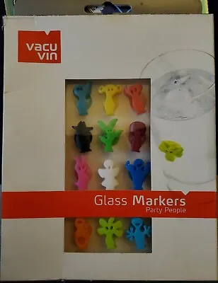 $4.99 • Buy Vacu Vin Party People Glass Markers Wine Charms W/suction Cup