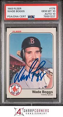 1983 Fleer #179 Wade Boggs Rc Red Sox Hof Psa 10 Dna Auto 10 • $368.54