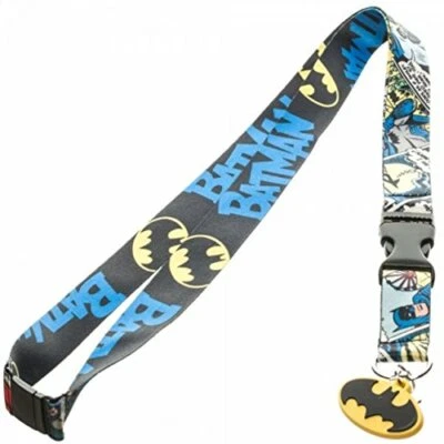 $8.95 • Buy DC Comics BATMAN Comic Character ID Holder LANYARD Keychain W/ Logo Charm