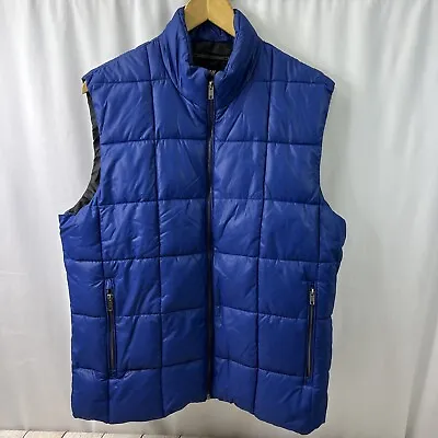 H&M Quilted Puffer Vest Mens 42R Blue Lined Polyester Full Zip Pockets • $14.99