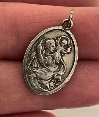 ✞ St. Christopher Protect Us  Italy  Silver Plated Small Metal Charm-Vintage ✞ • $15