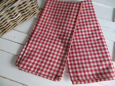 Antique Set Of Two Checked Red And Whi Pillowcases Pillow Cushions  Linen German • $43.99