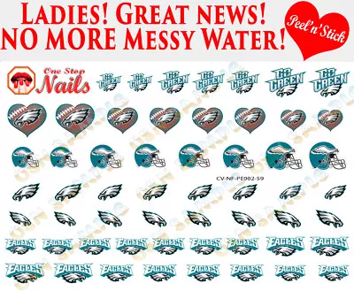 $6.95 • Buy Philadelphia Eagles Clear Vinyl PEEL And STICK (NOT Waterslide) Nail Decals V2