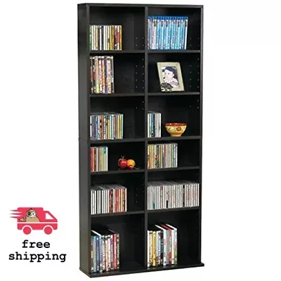 Wooden Media Tower Rack Storage Adjustable Shelf Cabinet Organizer Stand Holder • $68.24