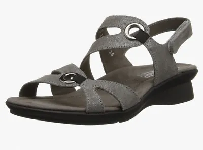 MEPHISTO Parfolia Steel Facette Gray Leather Sling-back Sandals  US 6 WORN ONCE • $42
