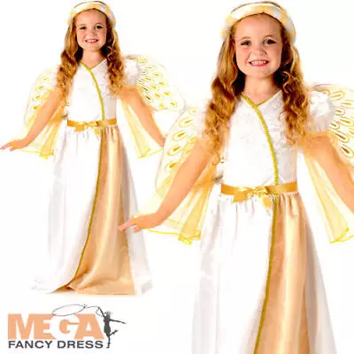 Angelic Angel Girls Fancy Dress Christmas Nativity Childrens Kids Childs Costume • £15.99