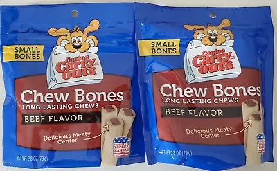 Set Of 2 Canine Carry Outs Dog Snacks Beef Flavor Chew Bones 2 Pack Treats USA • $7.50