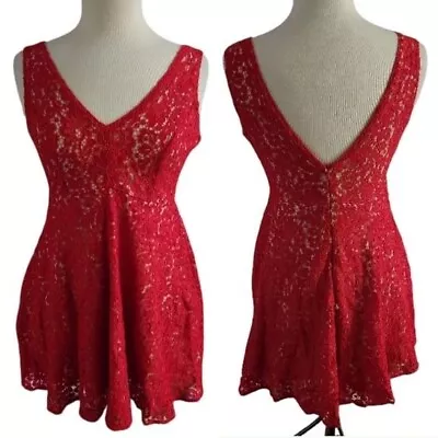 Soprano Medium Red Lace Fit & Flare Dress • $30