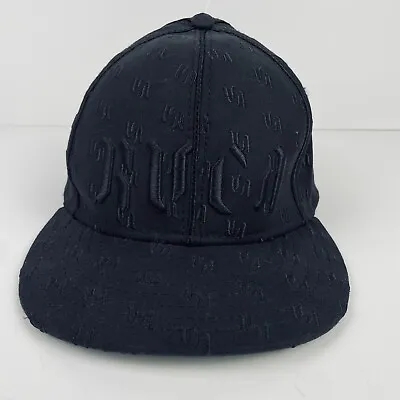 RVCA Fitted Hat Cap Black/Black L/XL Embroidered VA Print Cotton Blend Skate • $7.99