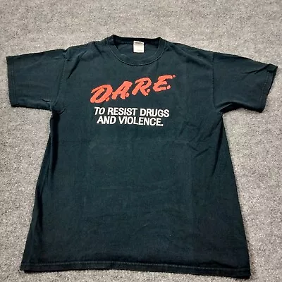 D.A.R.E. T Shirt Resist Drugs Violence Black L DARE GILDAN** • $12.88