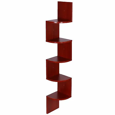 Wall Mounted Zigzag Book Shelf 5-tier Corner Floating Wooden Wall Book Shelf New • £19.70