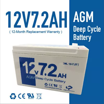 Tpower Brand New 12V 7.2AH 7ah AGM Deep Cycle Sealed Lead Acid Battery Size • $25.99