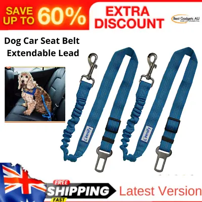 Zenify Dog Car Seat Belt Extendable Lead (2 Pack) - Bungee Leash For Dogs Puppie • $26.89