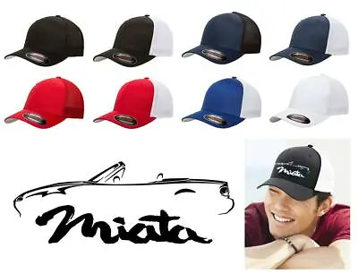 1989-97 Mazda Miata Sports Car Classic Outline Design Flexfit Trucker Hat Cap • $20