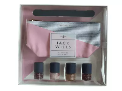 Jack Wills Manicure Gift Set : 4 Nail Varnishes Emery Board & Cosmetic Purse • £12.99
