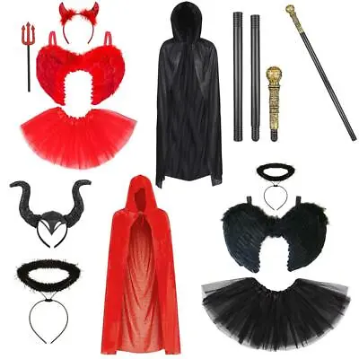 Devil Fancy Dress Wings Horns Capes Halloween Kids Adults Costume Accessories • £4.49