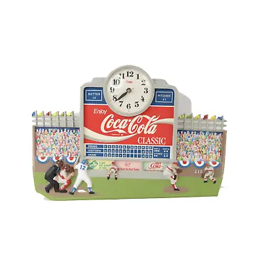 Vintage 90s Coca Cola Company Spell Out Baseball Hanging Wall Clock Man Cave • $101.96