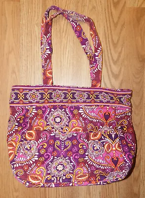 Vera Bradley Tote Purse Safari Sunset Shoulder Bag Purple Orange Pink • $19.99
