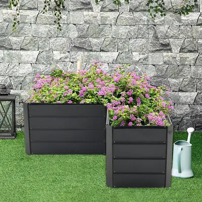 Garden Raised Garden Bed Kit 17  Tall L-Shaped Metal Raised Planter Bed Grow Box • £55.95