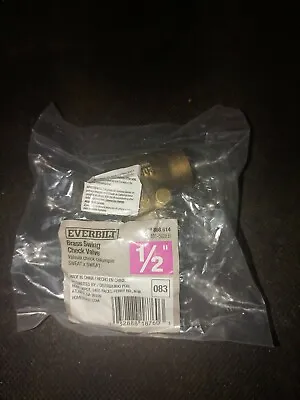 Everbilt 1/2  Brass Swing Check Valve Sweat X Sweat #101-503EB NEW Sealed!!! • $9