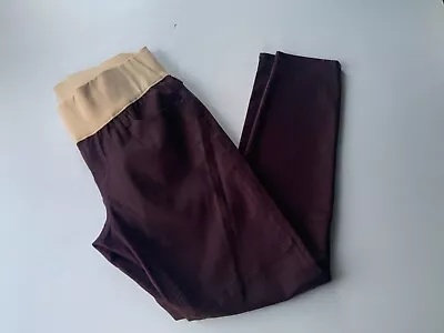 GAP MATERNITY JEANS Waxy Look UK 6 Wine Burgundy Stretchy Band Casual  • £11.96