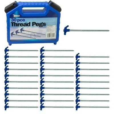 £22.95 • Buy 30 X Screw In Ground Pegs Caravan Tent Awning Thread Steel Drill By Leisurewize