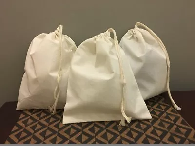 6 X8  Cotton Single Drawstring Muslin Bags (Natural Color) • $13.50