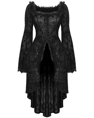 Dark In Love Elegant Gothic Vampire Flocked Velvet Damask Tail Coat Jacket • £69.99