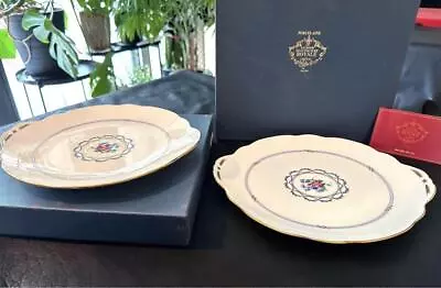 Limoges Pair Gold-Colored Large Plate Luxury Ceramic Brand 28.5cm Set Of 2 • £158.28
