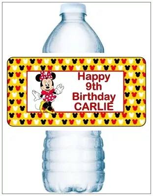 20 MICKEY MOUSE OR MINNIE BIRTHDAY PARTY Water Bottle Labels Personalized  • $7.99