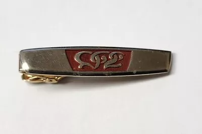 Vintage Gold Tone Unique Script TIE BAR CLIP CLASP STAY Red Background • $12.49