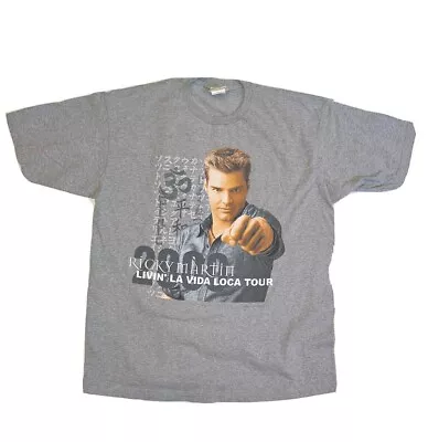 Vintage 2000s Ricky Martin Tour Tee Large Livin La VIDA LOCA Double-sided Mexico • $25