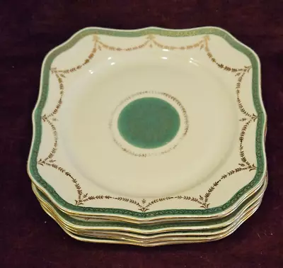 Epiag Czechoslovakia Set Of 6 Square Plates 7-3/4  KILLARNEY Green Pattern • $29.99