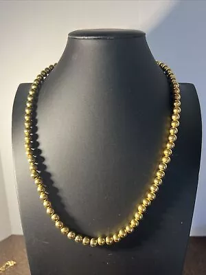 Vintage Gold Tone Round Balls Beaded Necklace 24  Long • $17