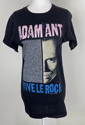 $99 • Buy Vintage Adam Ant T Shirt Vive Le Rock 1985 Black Size S Screen Stars