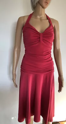 George Evening 12 DRESS Pink Ruched Marilyn Monroe Halter Neck Formal Wedding • $19.99