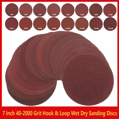 7 Inch Sanding Discs 40-2000 Grit Wet Dry Sand Paper Sheet Hook & Loop SandPaper • $9.50