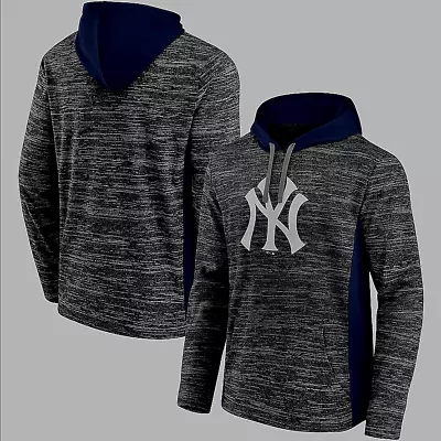 Ny Yankees Adult Two Tone Dark Gray/navy Pullover Fleece Hooded Sweatshirt Small • $39.95