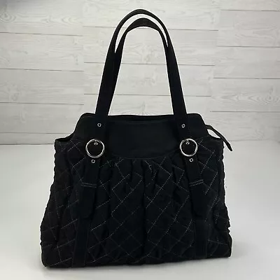 Vera Bradley Large Classic Quilted Tote Shoulder Bag 18x14x5 Black Quilted Clean • $34.99