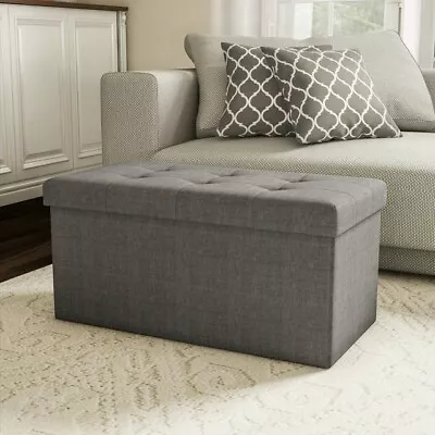 30-inch Folding Storage Ottoman With Removable Bin (Gray) • $24.99