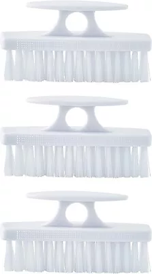 Superio 3P Heavy Duty Durable White Nail Brush Cleaner W/ Handle Stiff Bristles • $10.99