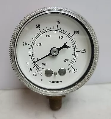 Marsh J1118 General Service Gauge 2  Dial 30  Hg Vac To 150 Psi 1/8  Npt Lower • $13