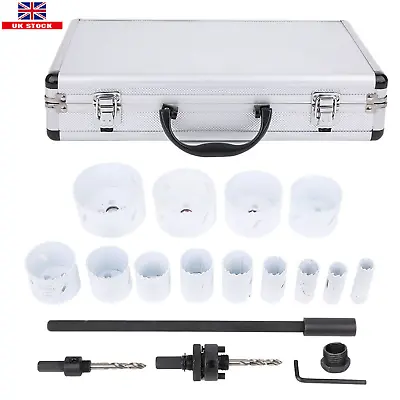 Hole Saw Set 16 Piece Bi Metal Drill Tool Kit For Wood Metal PVC Pipeline • £30.34