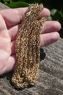 Vintage Italian 14kt Yellow Gold Woven Byzantine Chain - 30  Long / 88.5 Grams • $7995