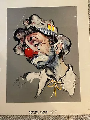 Vintage Clown Print Picture By Cydney Grossman Tearful & Birdnest • $2.99