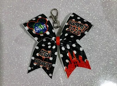 Glitter Cheerleading Cheer Bow Keyring Summit 2020 Custom Made Team Names • £7