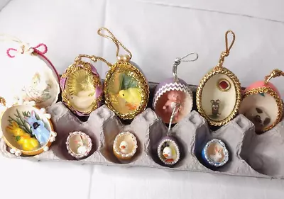 Vintage Real Hand Decorated Egg Art Diorama Ornaments • $15.99