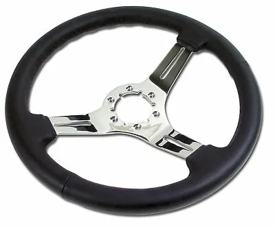 $88.99 • Buy Corvette C3 Steering Wheel Black Leather/Chrome 3 Spoke 1968-1982